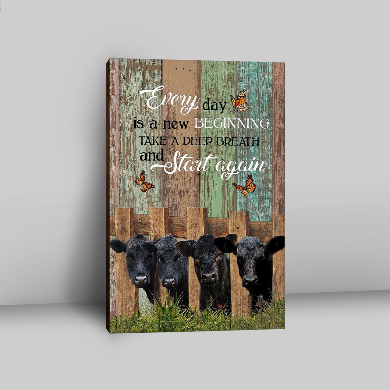 Angus Cow Everyday Is A New Beginning Canvas Art - Christian Art - Bible Verse Wall Art - Religious Home Decor