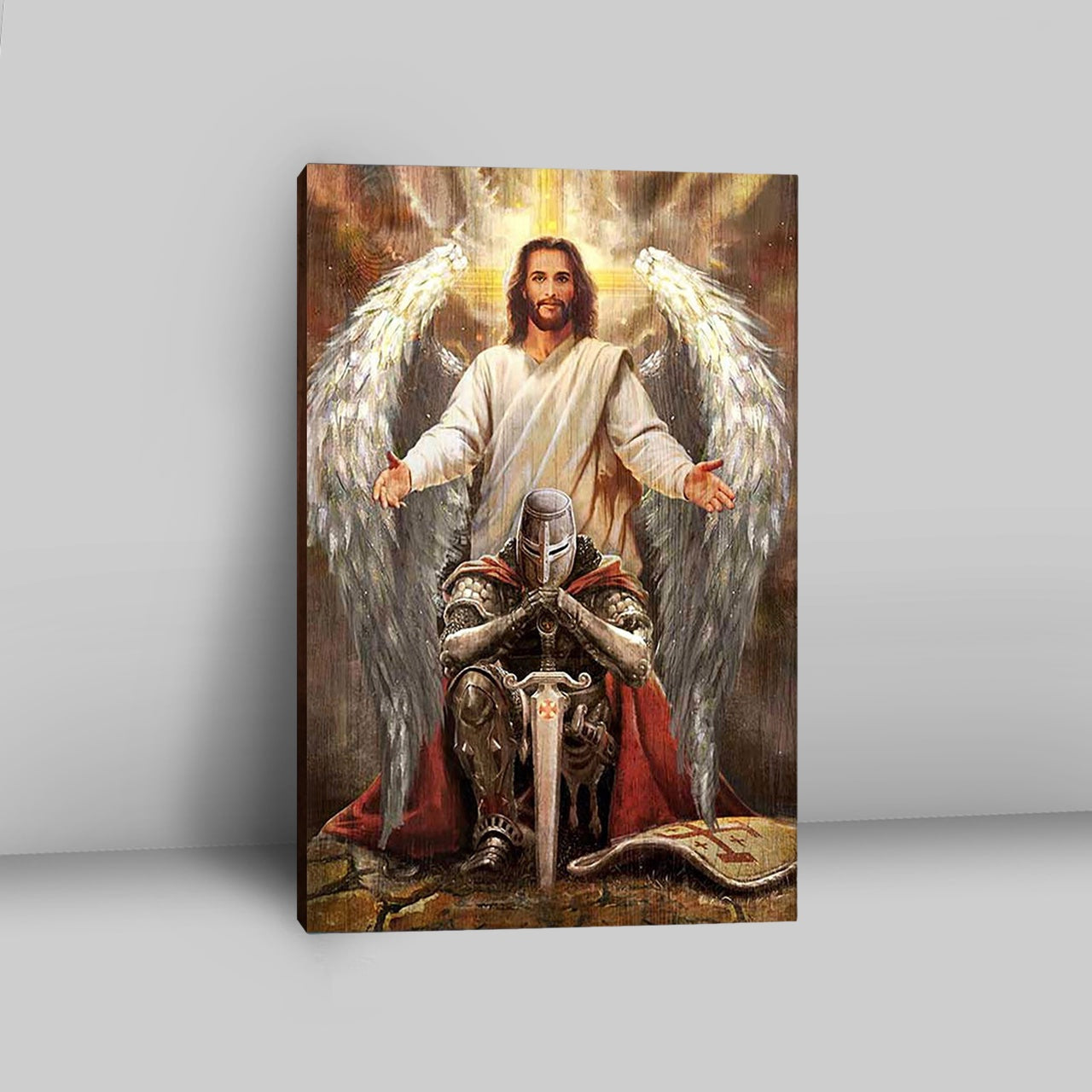 Jesus Wings Warrior Of God Wall Art Canvas - Jesus Portrait Canvas Prints - Christian Wall Art