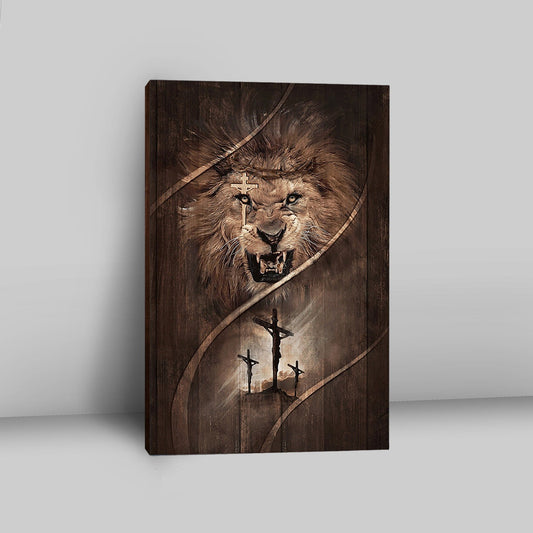 Cross Lion Of Judah Canvas Wall Art - Christian Canvas Prints - Bible Verse Canvas Art