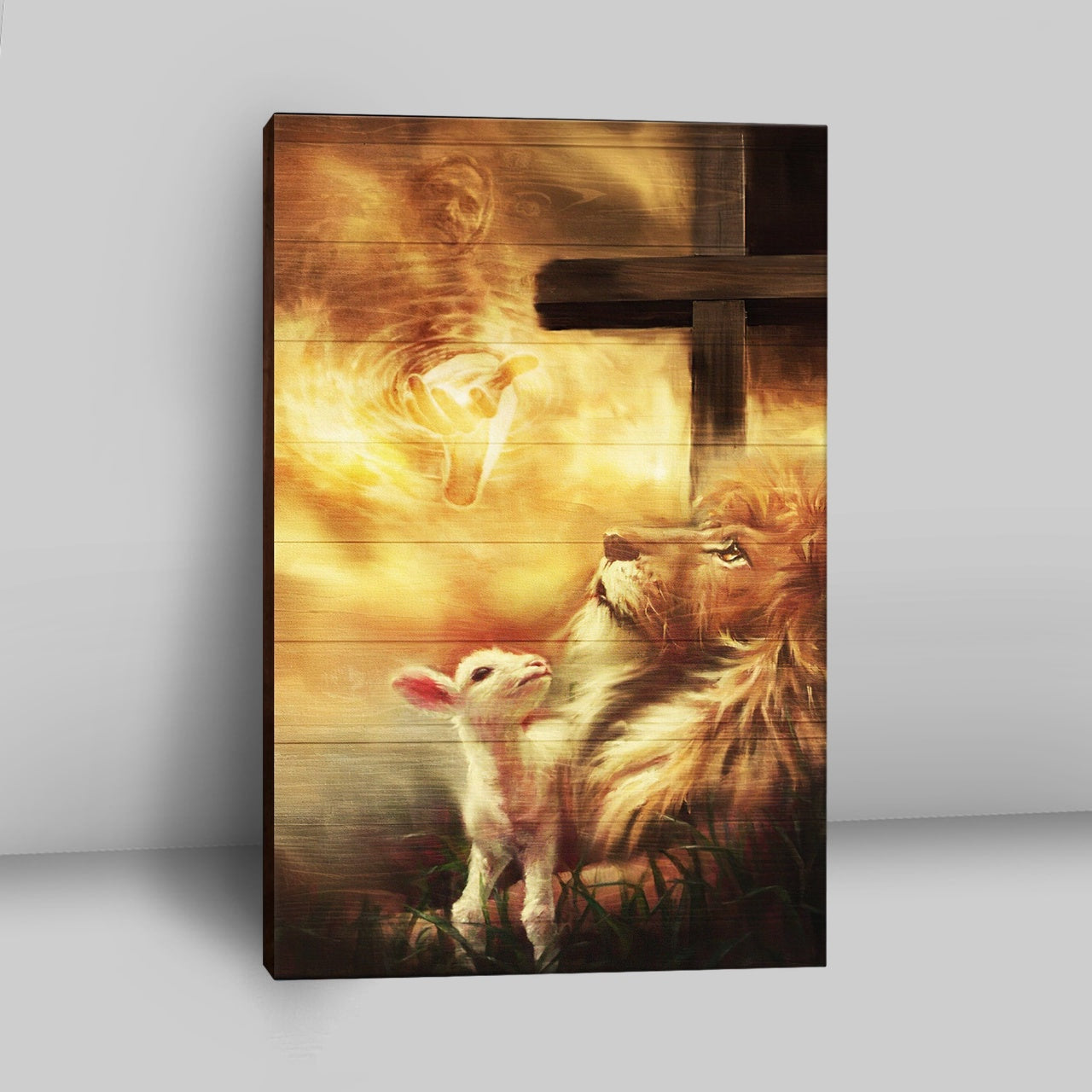 God, Lion And Lamb Canvas Wall Art - Christian Wall Canvas - Religious Canvas Prints