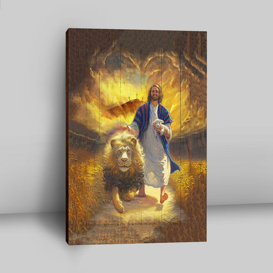 Jesus Lion & Lamb Canvas Wall Art - Christian Wall Canvas - Religious Canvas Prints