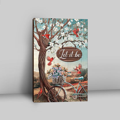 Let It Be Bicycle Red Cardinals Canvas Wall Art - Bible Verse Canvas Art - Inspirational Art - Christian Home Decor