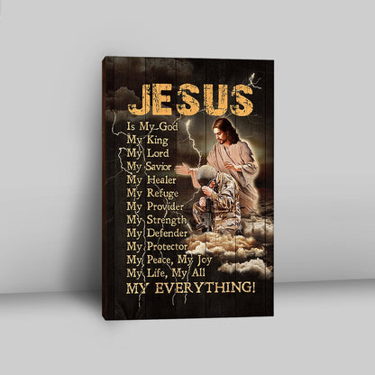 Jesus Is My God Soldier Thunder Wall Art Canvas - Jesus Portrait Canvas Prints - Christian Wall Art