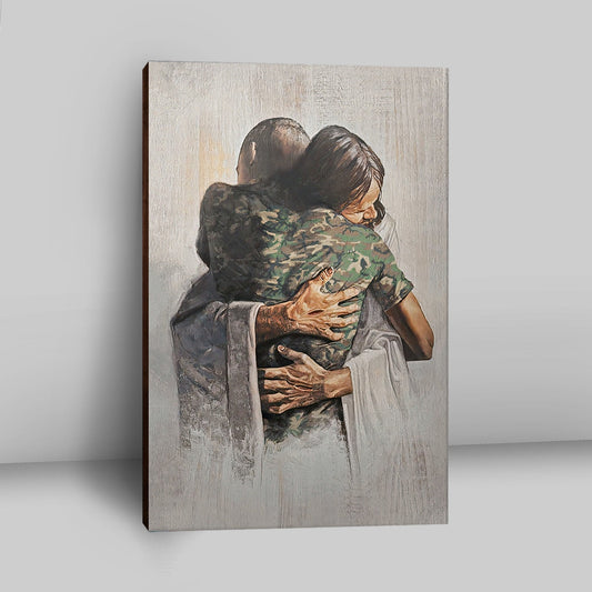 Jesus And American Soldiers Canvas Wall Art - Jesus Canvas Pictures - Christian Canvas Wall Art