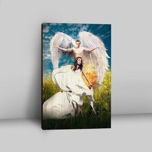 Angel Wings Lotus Flower Jesus Painting Canvas Wall Art - Christian Canvas Prints - Bible Verse Canvas Art