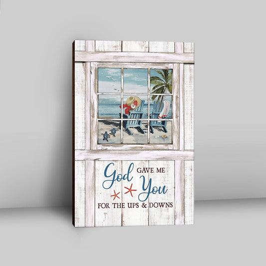 God Gave Me You Beach Turtle Canvas Wall Art - Christian Canvas Prints - Bible Verse Canvas Art