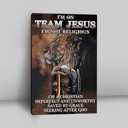 I'm On Team Jesus Canvas Wall Art - Lion & Warrior Canvas - Jesus Canvas Pictures - Christian Canvas Wall Art