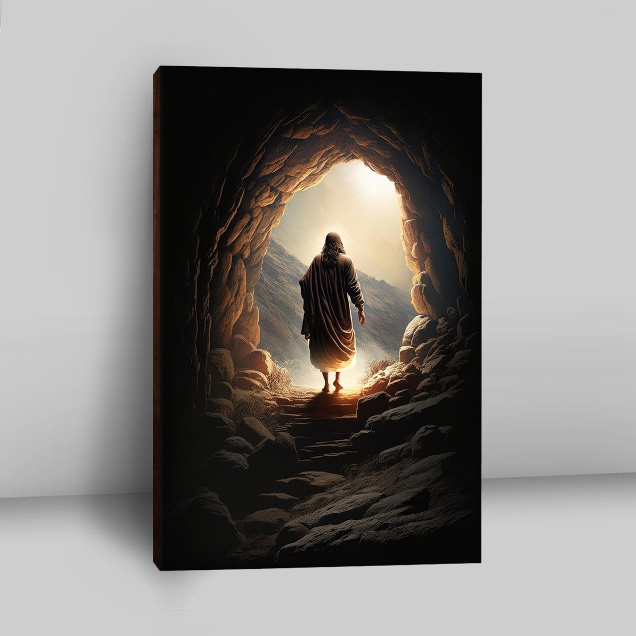 Jesus Christ Rises From Cave Canvas Prints - Religious Canvas Art - Christian Wall Decor