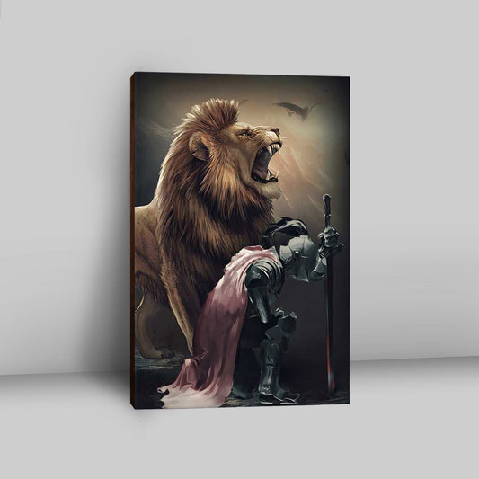 Lion Of Judah The Knight Of God Canvas - Lion Canvas Print - Christian Wall Art - Religious Home Decor