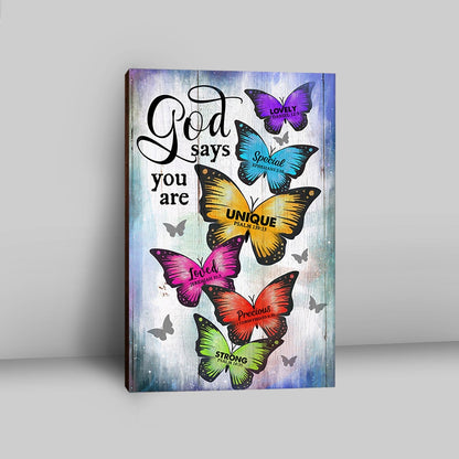 Butterfly God Says You Are Canvas Art - Bible Verse Wall Art - Christian Inspirational Wall Decor