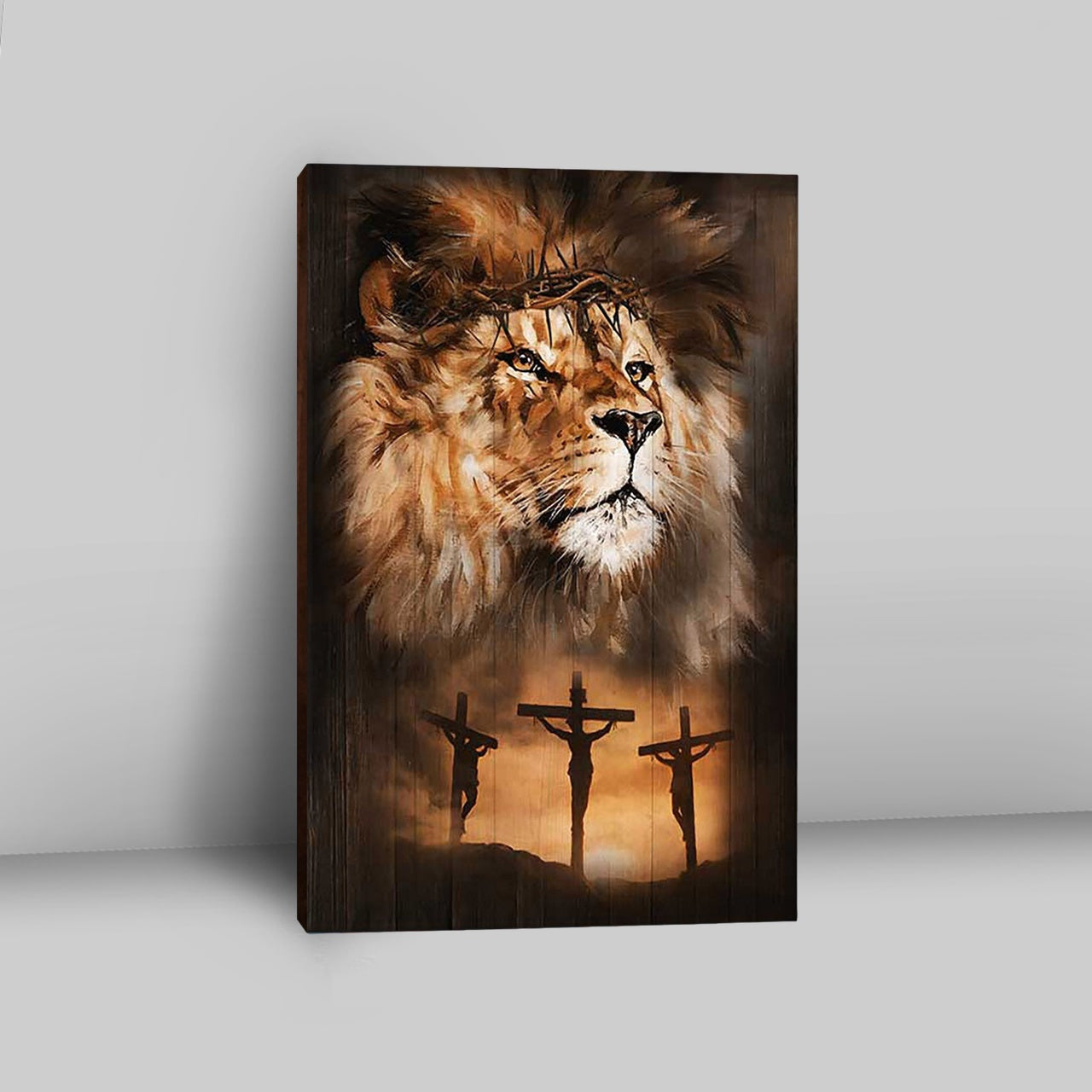 Lion Of Judah Crown Of Thorn Canvas - Lion Canvas Print - Christian Wall Art - Religious Home Decor