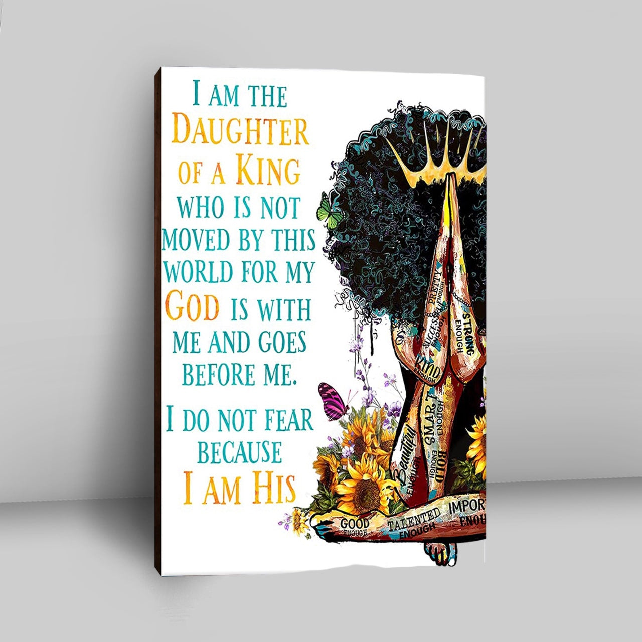 Black Women I Am The Daughter Of A King Canvas Wall Art - Christian Canvas Wall Art Decor