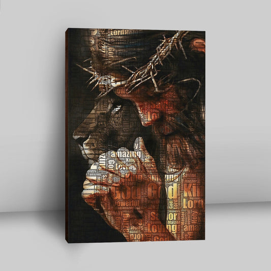 God King Loving Jesus & Lion Canvas Wall Art - Jesus Canvas Pictures - Christian Canvas Wall Art