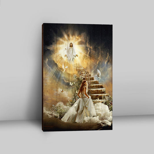 Heaven Holy Spirit Dove Stair To Heaven Welcome Home Canvas Wall Art - Christian Canvas Prints - Bible Verse Canvas Art