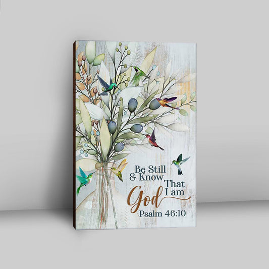 Be Still And Know That I Am God Olive Tree Hummingbird Canvas Art - Bible Verse Wall Art - Christian Inspirational Wall Decor