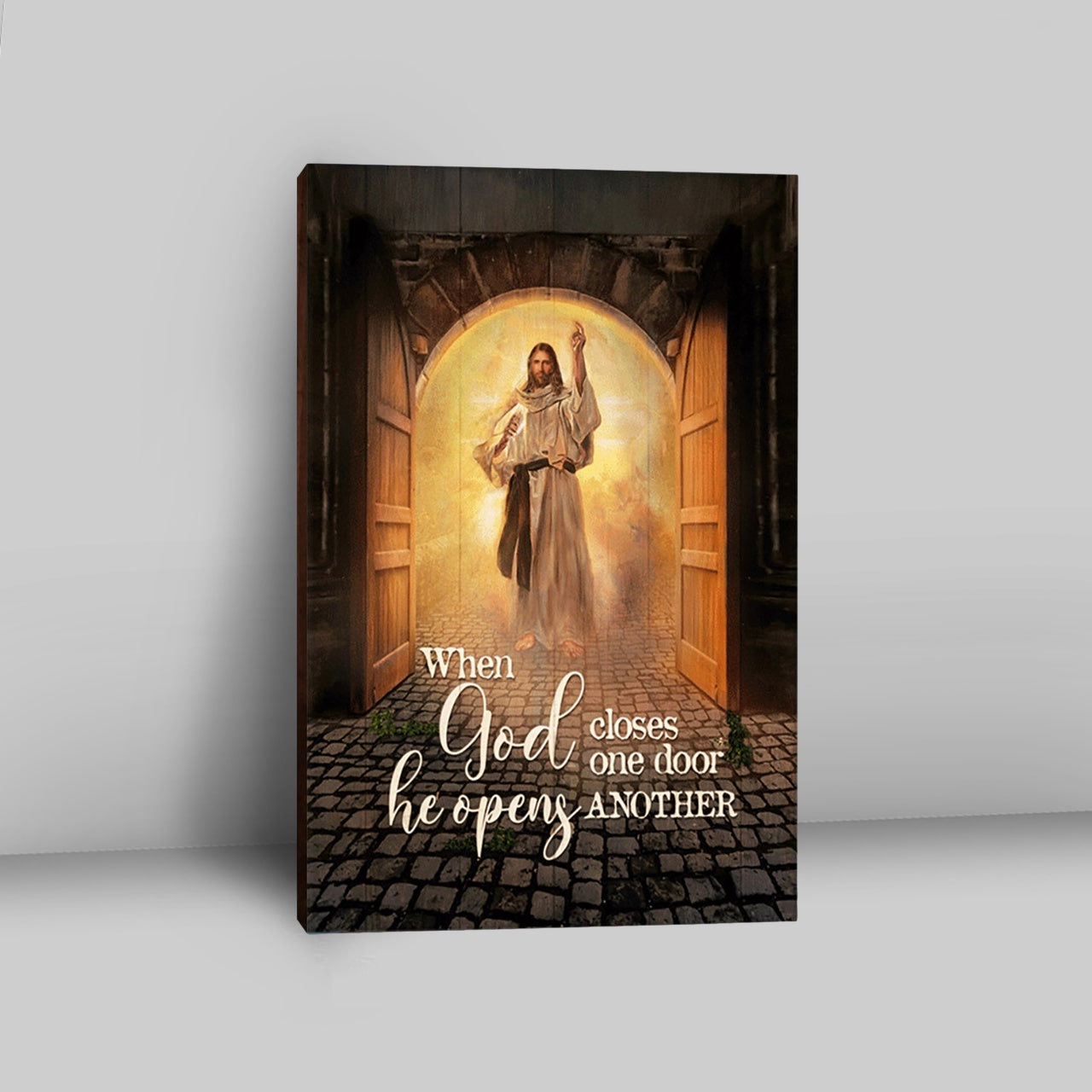 Jesus When God Closes One Door Canvas Wall Art - Christian Canvas Prints - Bible Verse Canvas Art