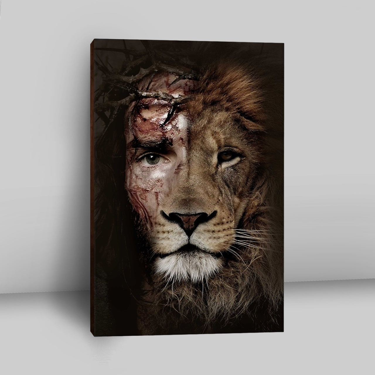 Half Jesus Half Lion Canvas Wall Art PrintsChristian Wall Decor - Jesus Canvas Pictures - Christian Canvas Wall Art