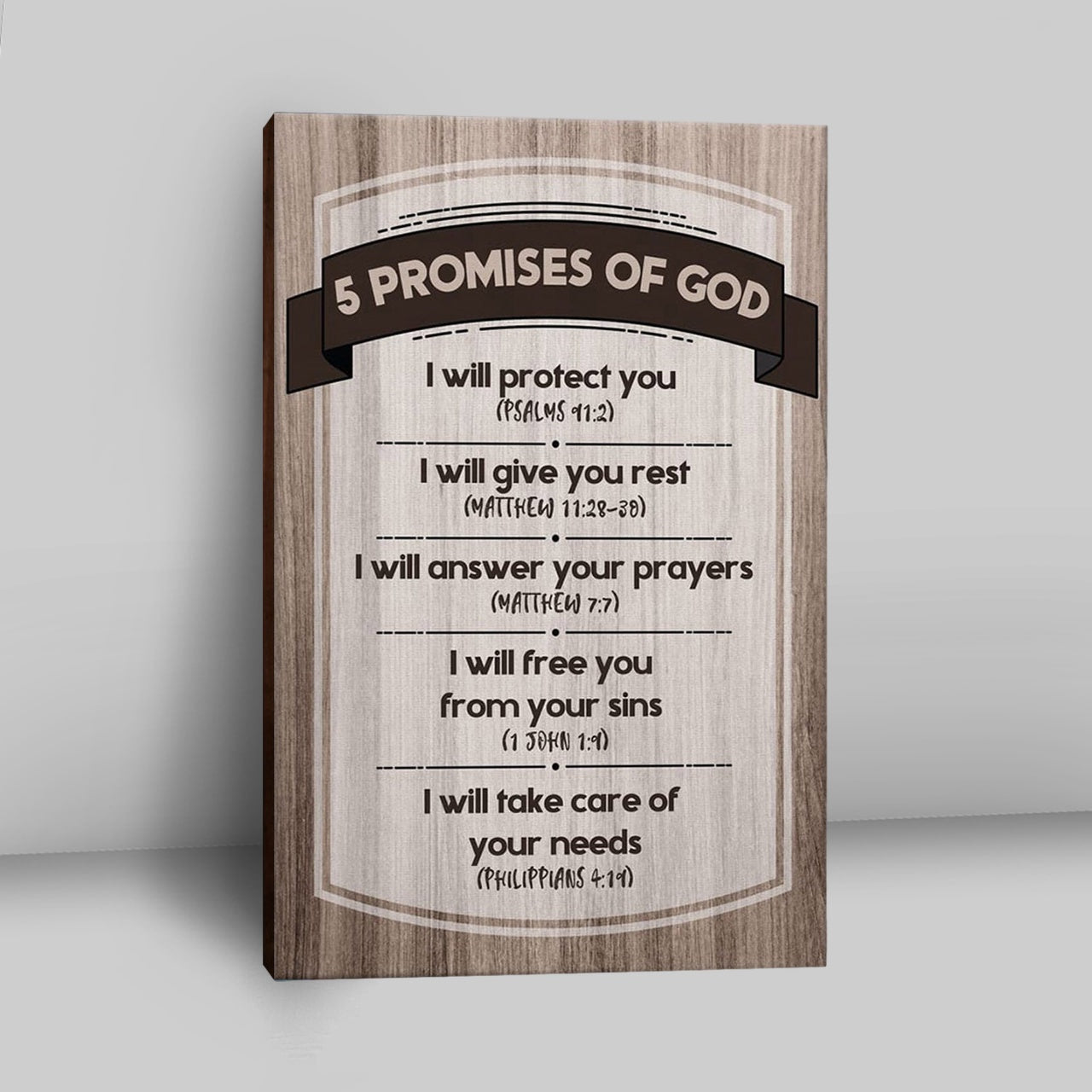 5 Promises Of God Canvas Wall Art - Christian Canvas Prints - Religious Wall Decor