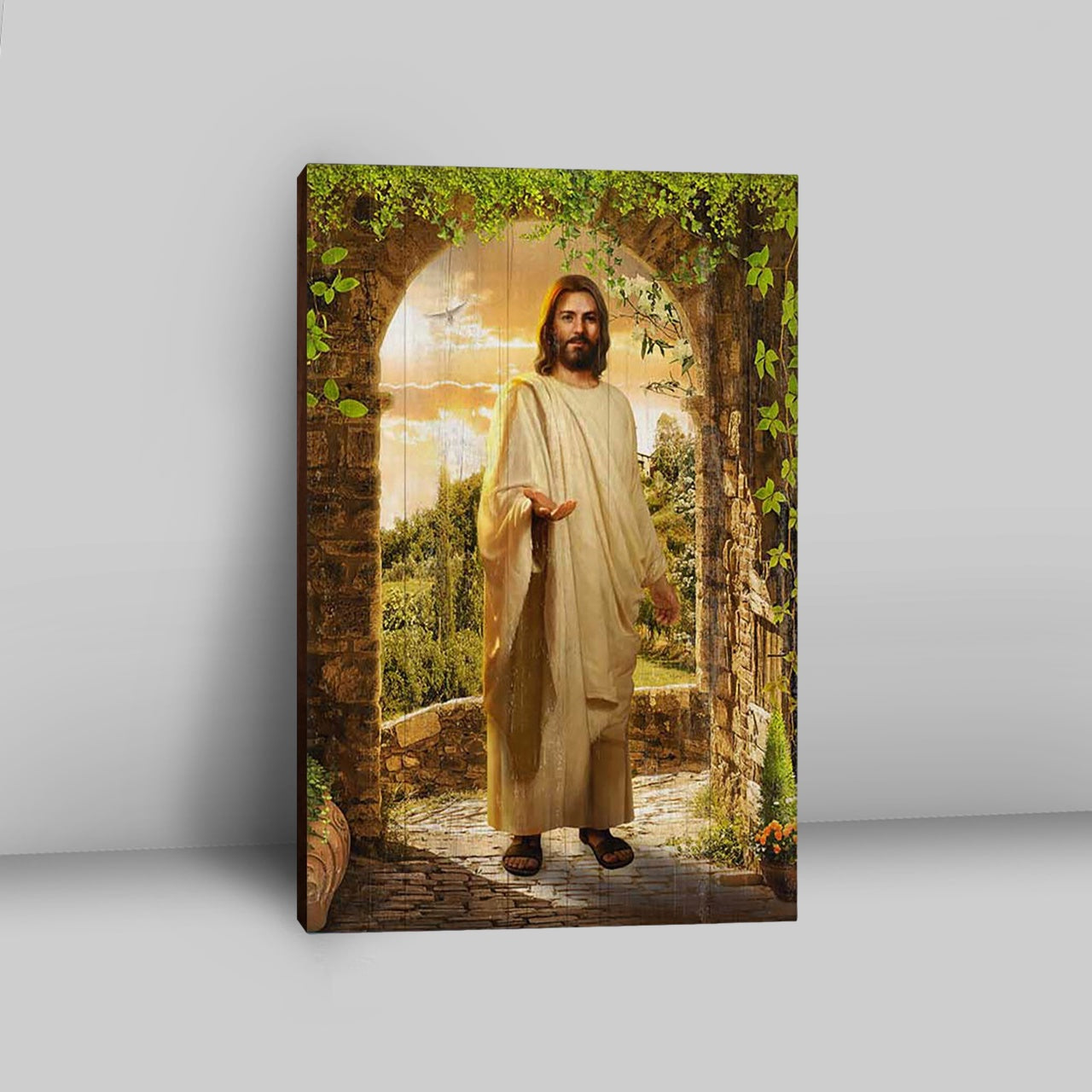 Cave Green Forest Walking With Jesus Canvas Wall Art - Christian Canvas Prints - Bible Verse Canvas Art