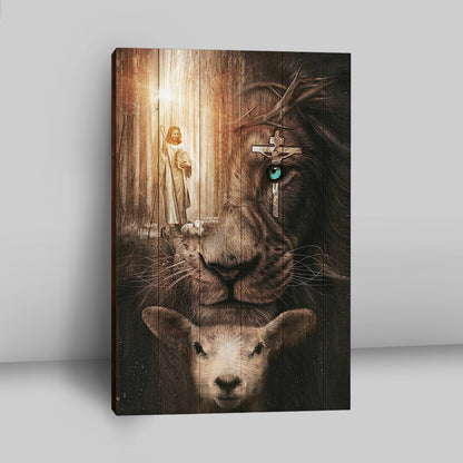 Jesus Lion & Lamb Canvas Wall Art - Jesus Canvas Pictures - Christian Canvas Wall Art