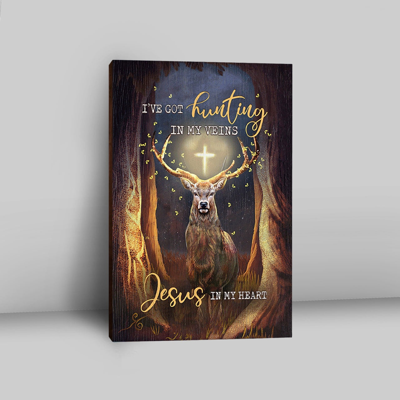 Deer I Got Hunting In My Veins Jesus In My Heart Canvas Art - Bible Verse Wall Art - Christian Inspirational Wall Decor