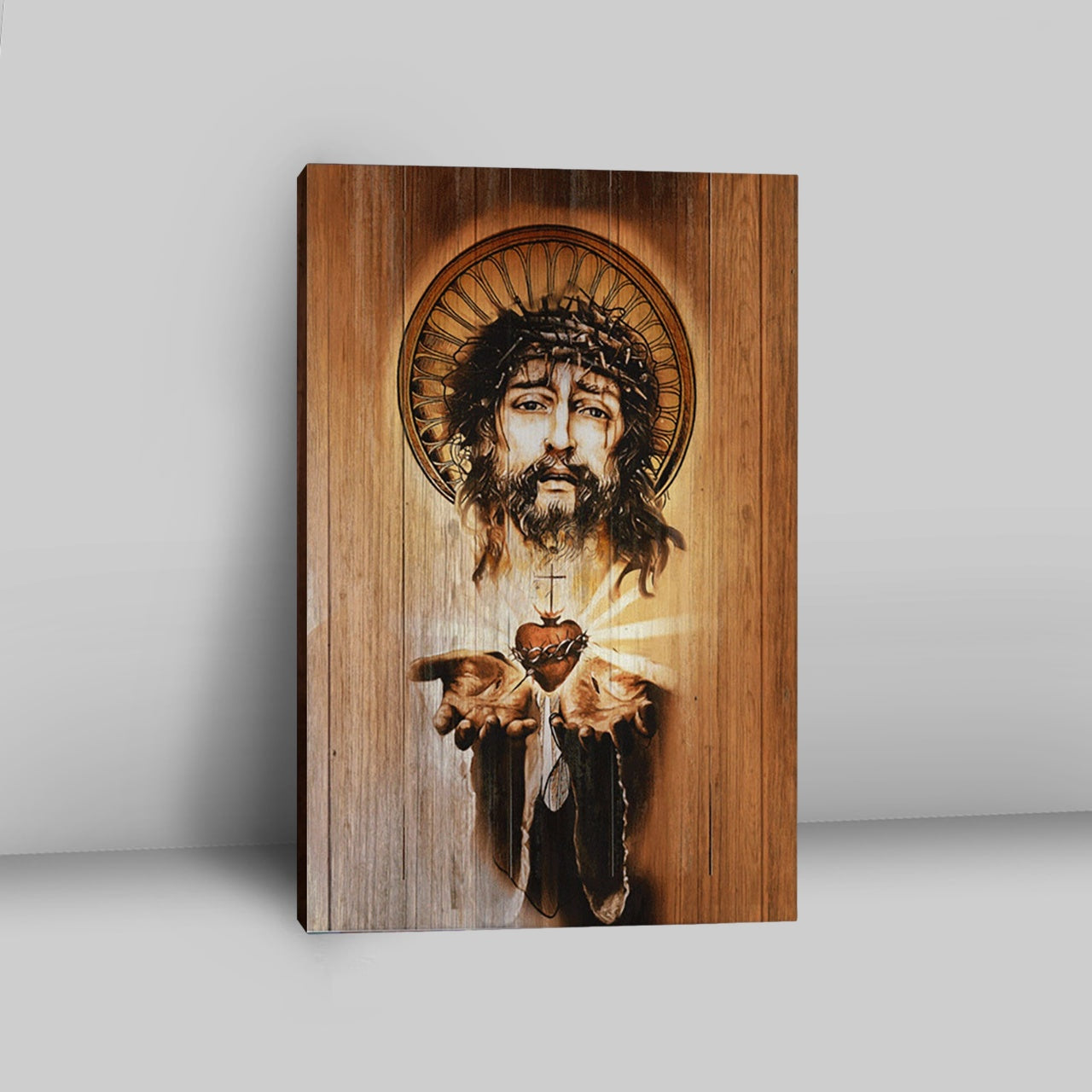 Heart Jesus Face Crown Of Thorn Jesus Canvas Wall Art - Christian Canvas Prints - Bible Verse Canvas Art