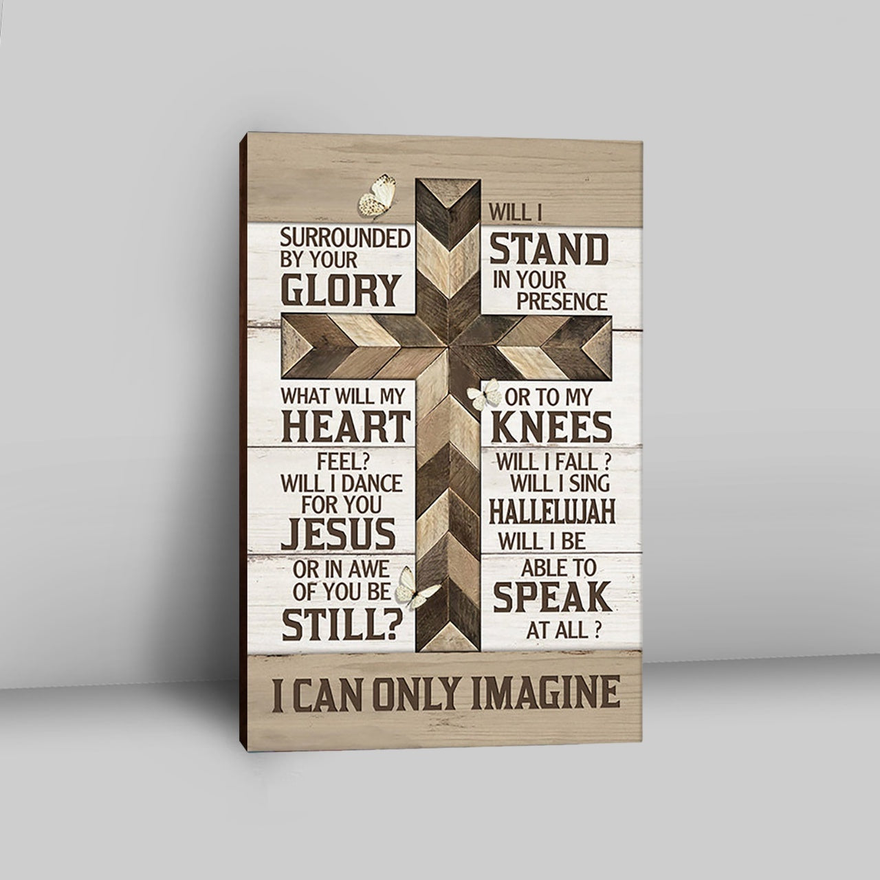 Classic Cross I Can Only Imagine Canvas Art - Bible Verse Wall Art - Christian Inspirational Wall Decor