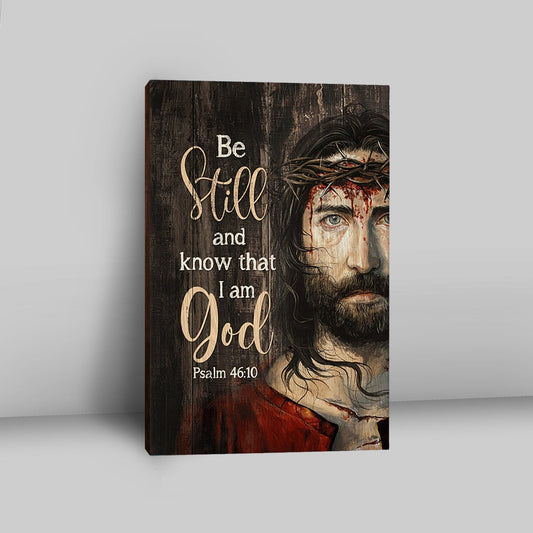 Crown Of Thorn Canvas- Be Still And Know That I Am God Canvas Wall Art - Christian Canvas Prints - Bible Verse Canvas Art