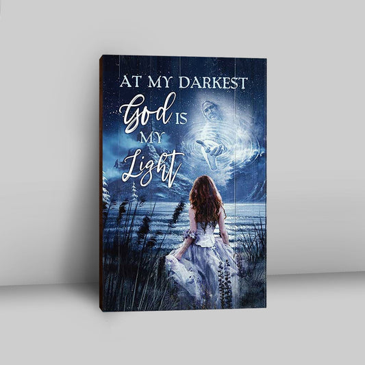 At My Darkest God Is My Light Canvas Art - Bible Verse Wall Art - Christian Inspirational Wall Decor