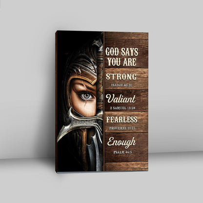 God Says You Are Female Warrior Canvas - Knight Of God Canvas Art - Bible Verse Wall Art - Christian Inspirational Wall Decor