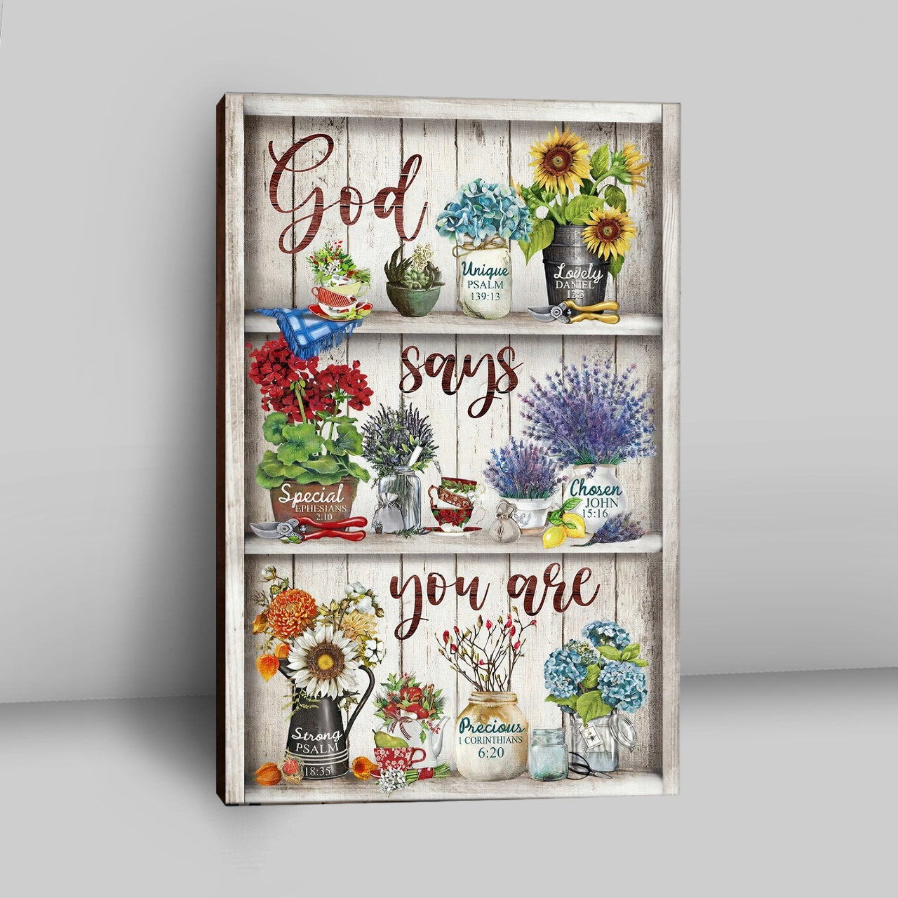 God Says You Are Flower Canvas Wall Art - Christian Wall Canvas - Religious Canvas Prints