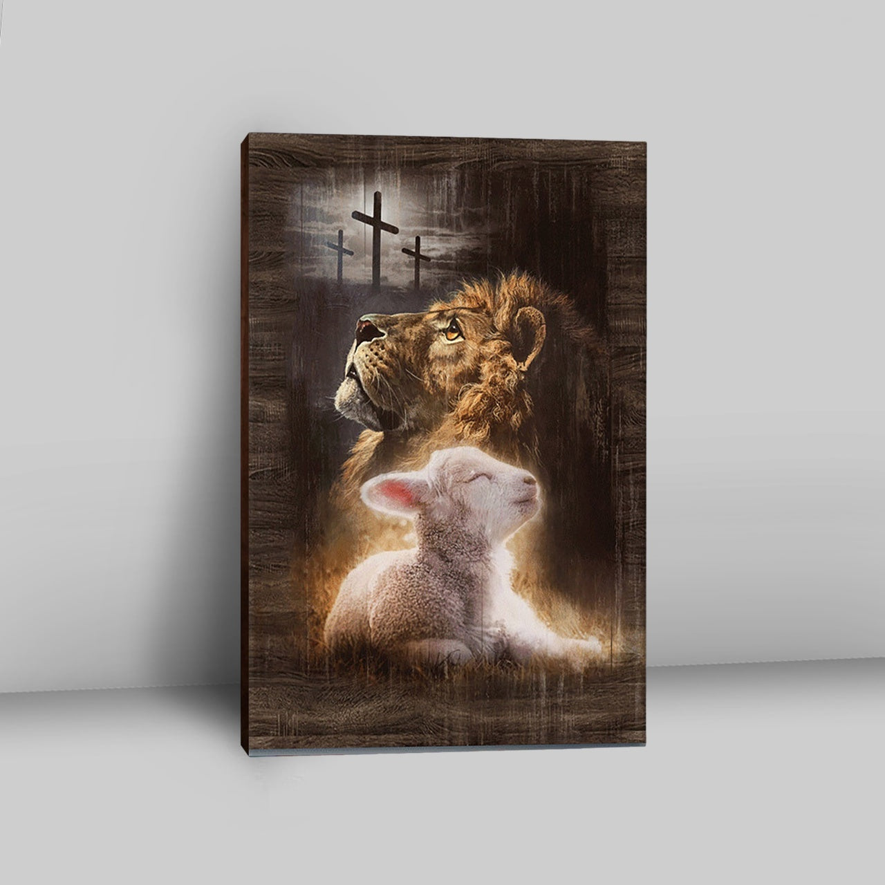 Lion Of Judah Lamb Of God The Rugged Crosses Canvas - Lion Canvas Print - Christian Wall Art - Religious Home Decor