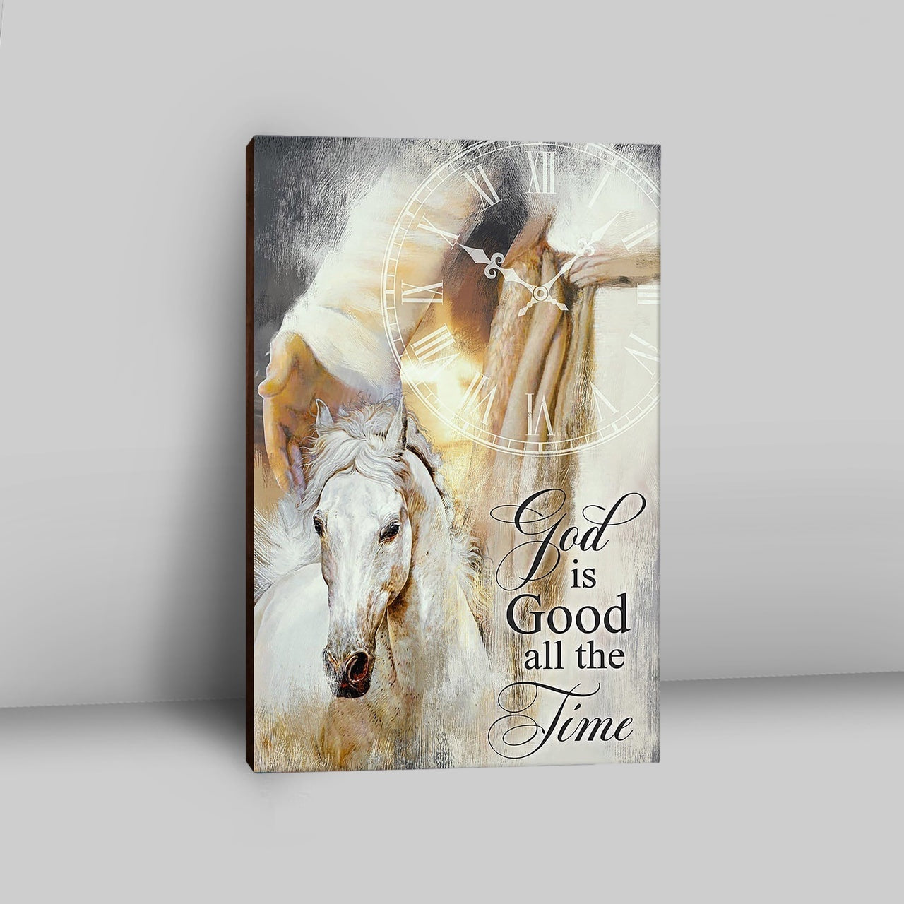 God Is Good All The Time Canvas - Beautiful Horse Jesus Hand Canvas Art - Christian Art - Bible Verse Wall Art - Religious Home Decor