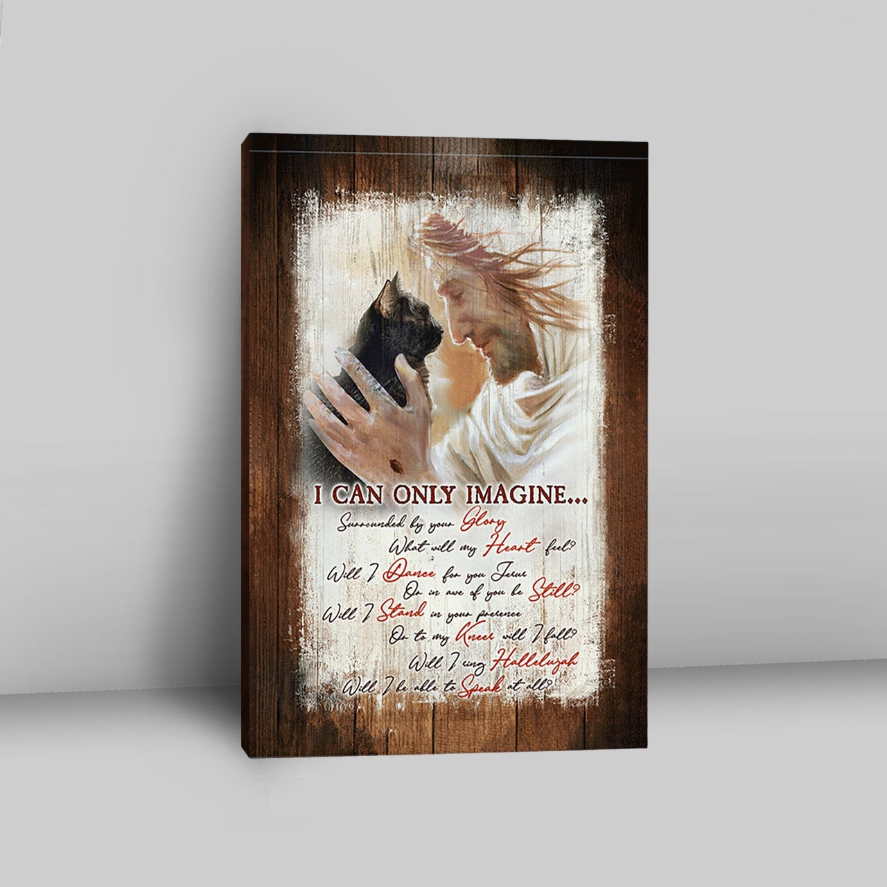 I Can Only Imagine Black Cat Jesus Canvas - Take My Hand Canvas Wall Art - Bible Verse Canvas Art - Christian Home Decor