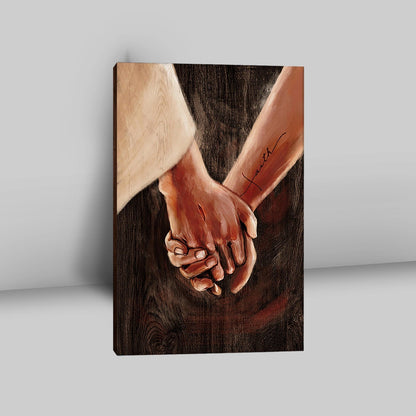 Holding Hand With Jesus Canvas Wall Art - Bible Verse Canvas Art - Inspirational Art - Christian Home Decor