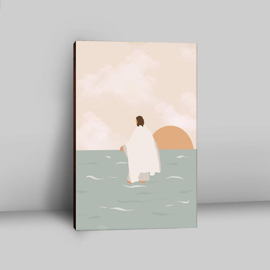 Jesus Walking On Water Canvas Painting - Jesus Wall Decor - Christian Wall Art