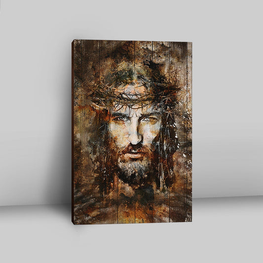 Crown Of Thorns Jesus Face Canvas Art - Bible Verse Wall Art - Christian Inspirational Wall Decor