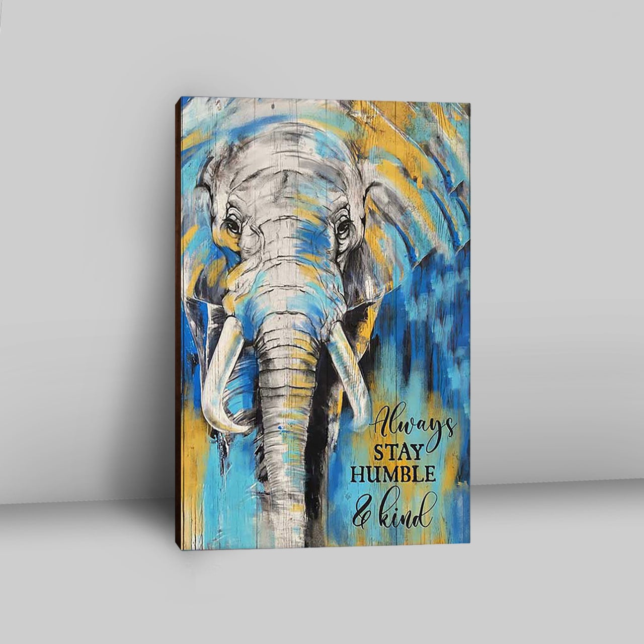 Always Stay Humble And Kind Strong Elephant Canvas Art - Bible Verse Wall Art - Christian Inspirational Wall Decor