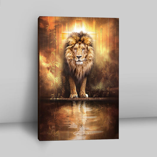 Lion And Lamb Water Reflection Jesus Canvas Wall Art - Jesus Canvas Pictures - Christian Canvas Wall Art