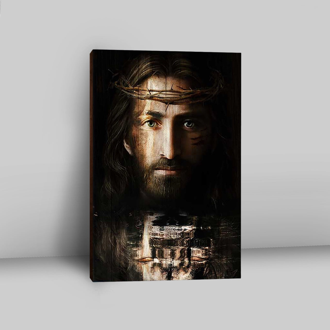 Jesus Christ Crown Of Thorns Wall Art Canvas - Jesus Portrait Canvas Prints - Christian Wall Art