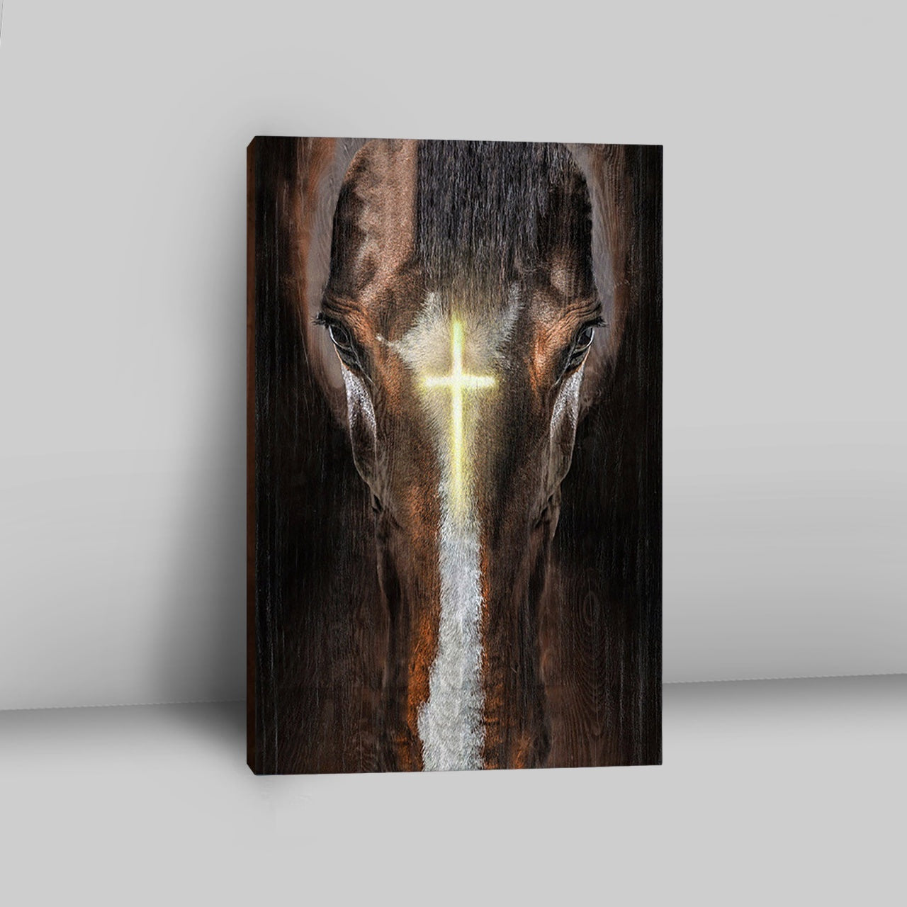 Face Of Horse Beautiful Cross Canvas Art - Bible Verse Wall Art - Christian Inspirational Wall Decor