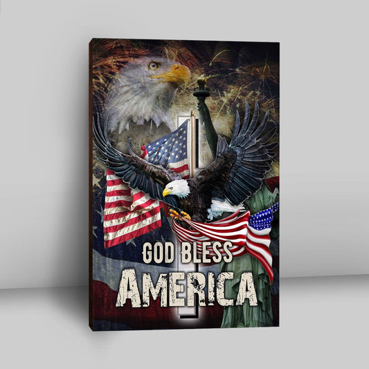 God Bless America Eagle Canvas Wall Art - Christian Wall Canvas - Religious Canvas Prints