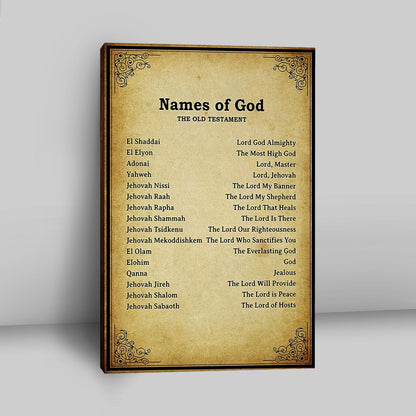 Names Of God Canvas Wall Art - The Old Testament - Christian Canvas Wall Art Decor