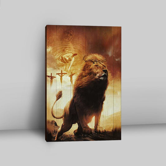 Jesus's Hand Lion Of Judah Crosses Wall Art Canvas - Jesus Portrait Canvas Prints - Christian Wall Art