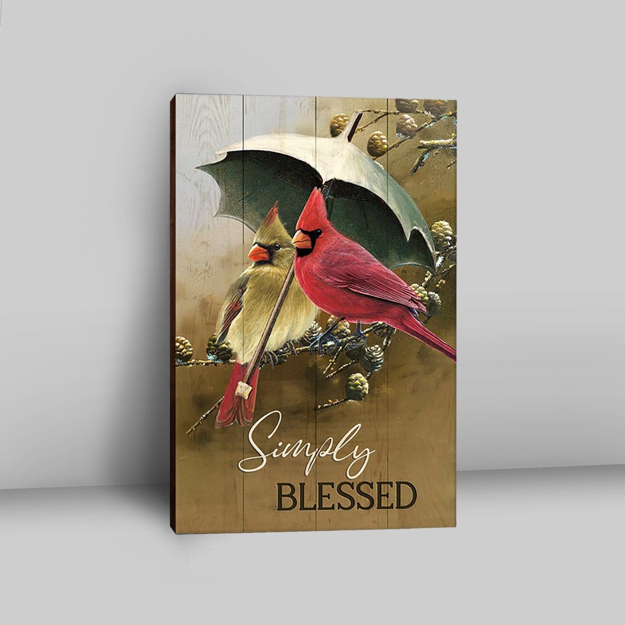 Cardinal Simply Blessed Canvas Art - Bible Verse Wall Art - Christian Inspirational Wall Decor