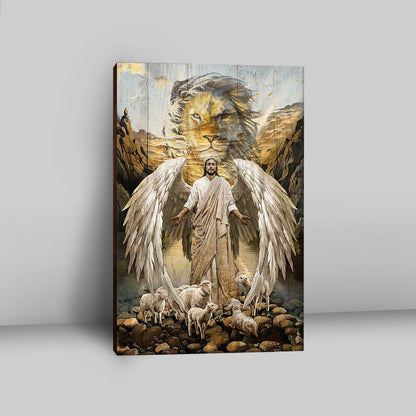 Jesus Lord Wings Lion Of Judah Lambs Of God Wall Art Canvas - Jesus Portrait Canvas Prints - Christian Wall Art