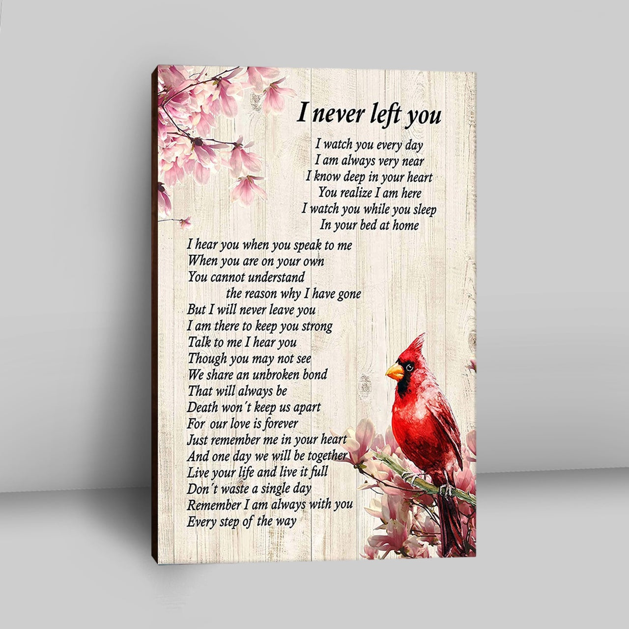 I Never Left You Red Cardinal Canvas Wall Art - Christian Canvas Wall Art Decor