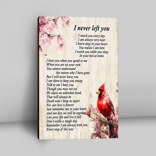 I Never Left You Red Cardinal Canvas Wall Art - Christian Canvas Wall Art Decor