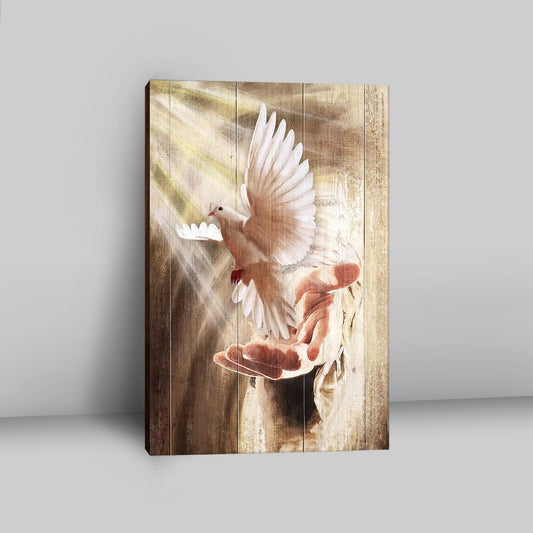 Jesus Hand A Dove On His Hand Canvas Art - Christian Art - Bible Verse Wall Art - Religious Home Decor