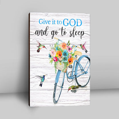Give It To God And Go To Sleep Canvas Wall Art - Cute Sleeping Dog - Christian Wall Art